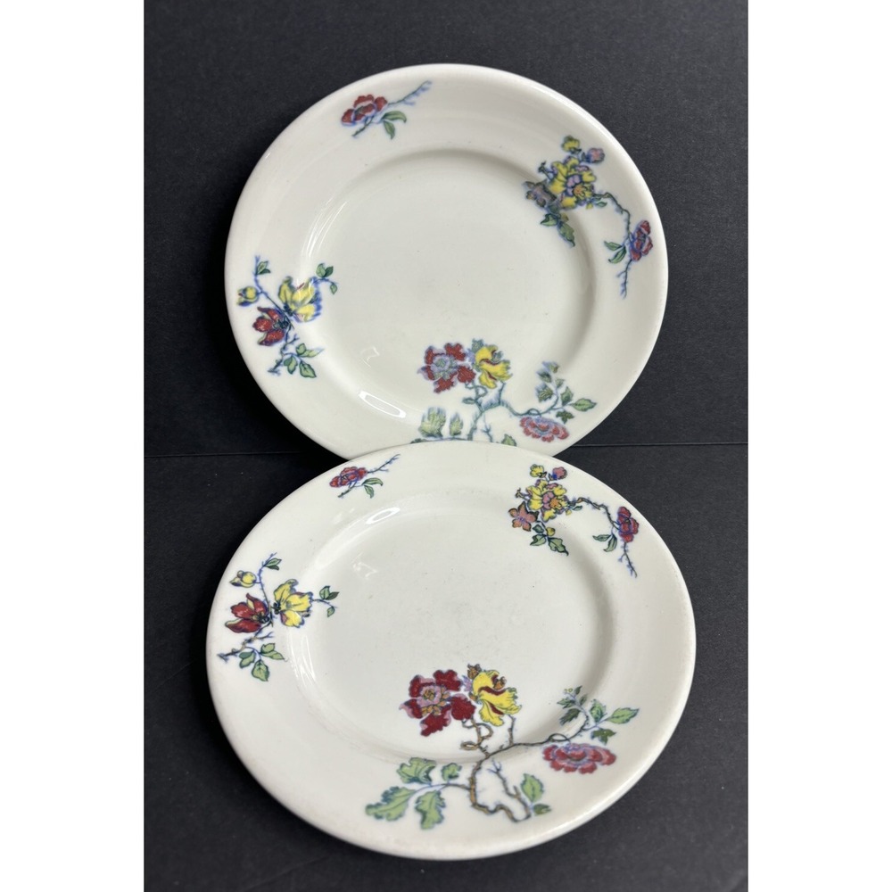 2 Mayer China Rosedale Bread Plates 6 1/4" Floral Vintage Restaurant China